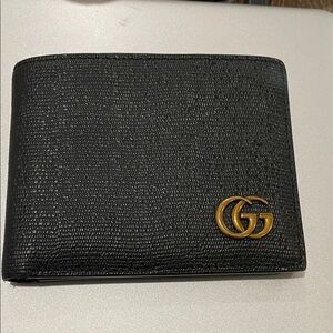 Designer inspired Black Textured wallet with Gold Logo NEW